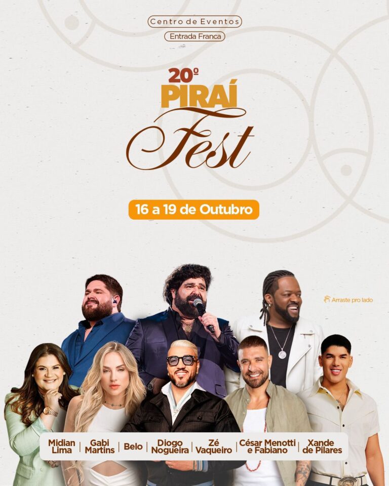 20º Piraí Fest: gastronomia, cultura e música movimentam a cidade em outubro